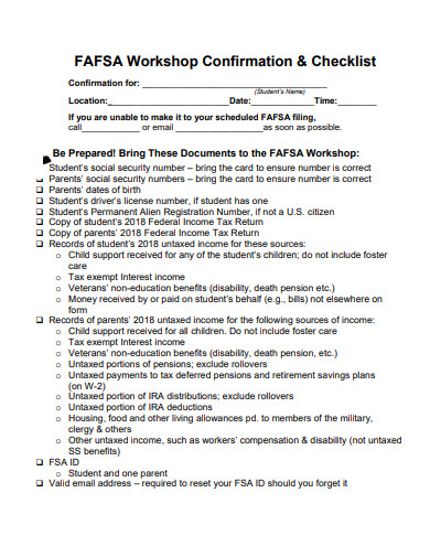 workshop confirmation and checklist template