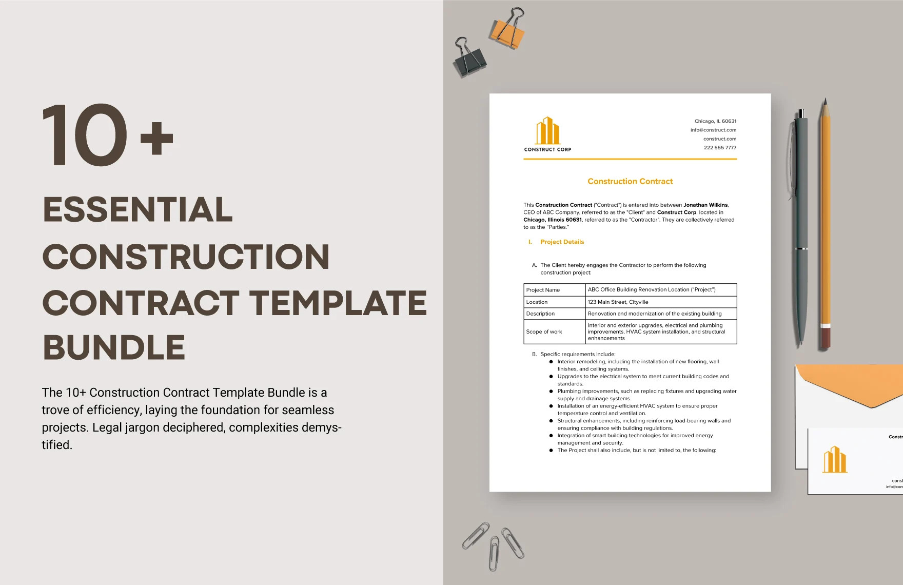 10 essential construction contract template bundle