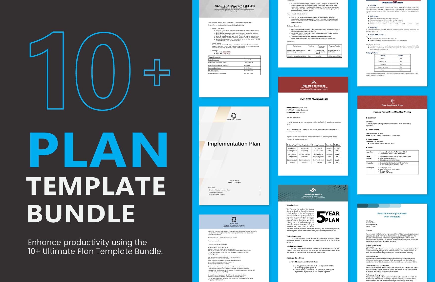 10 plan template bundle
