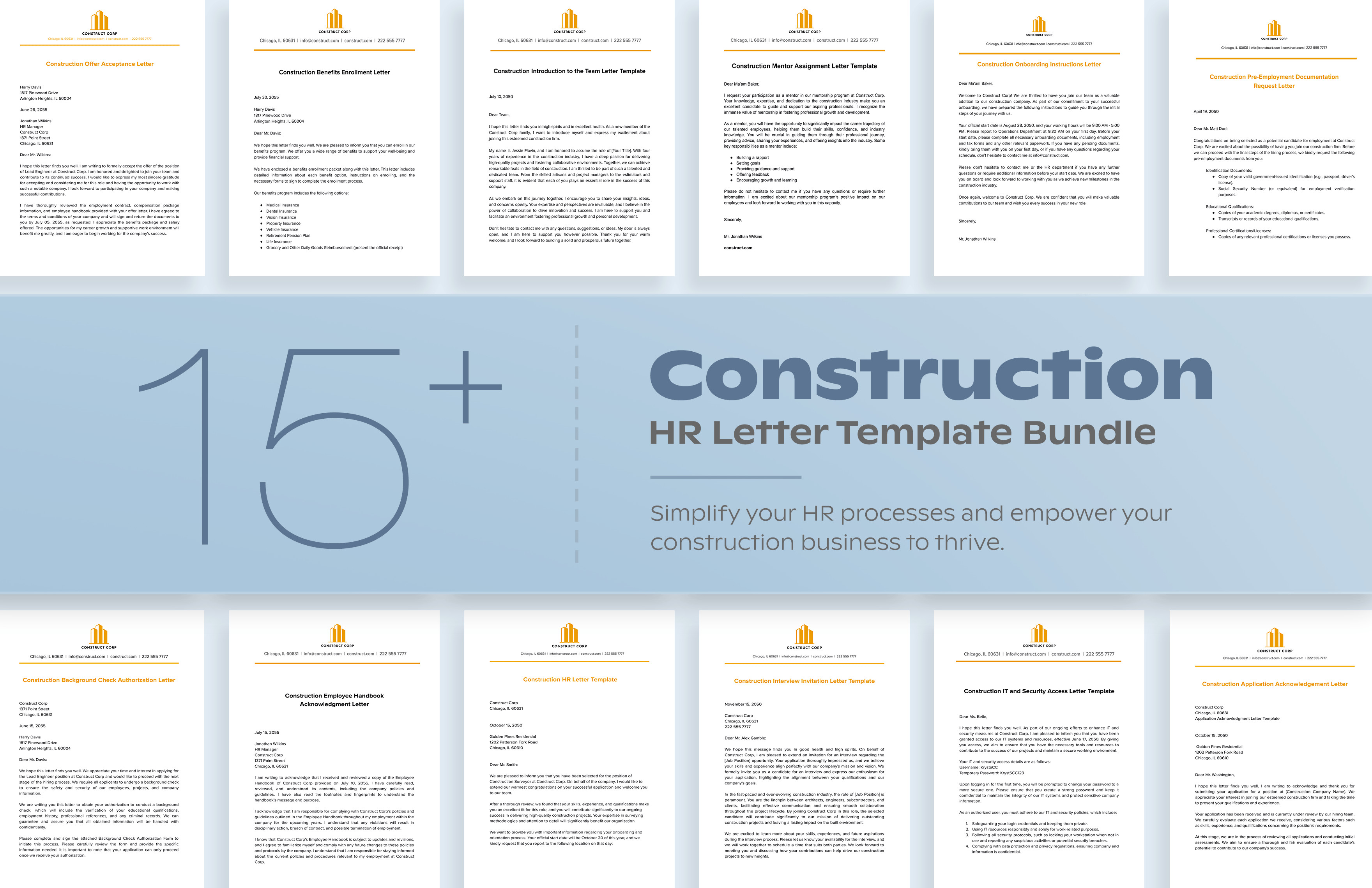 15 construction hr letter template bundle