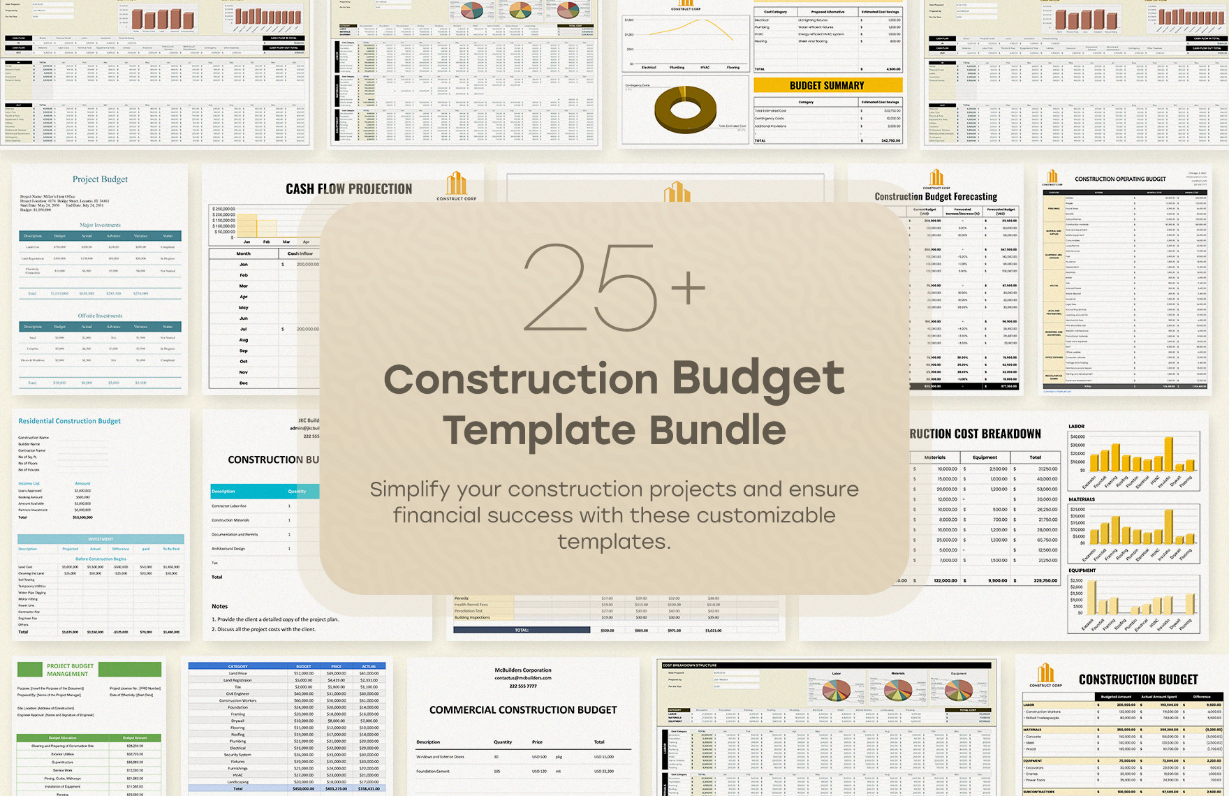 25 construction budget template bundle
