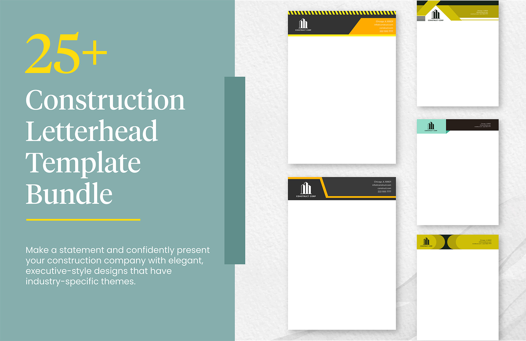 25 construction letterhead template bundle