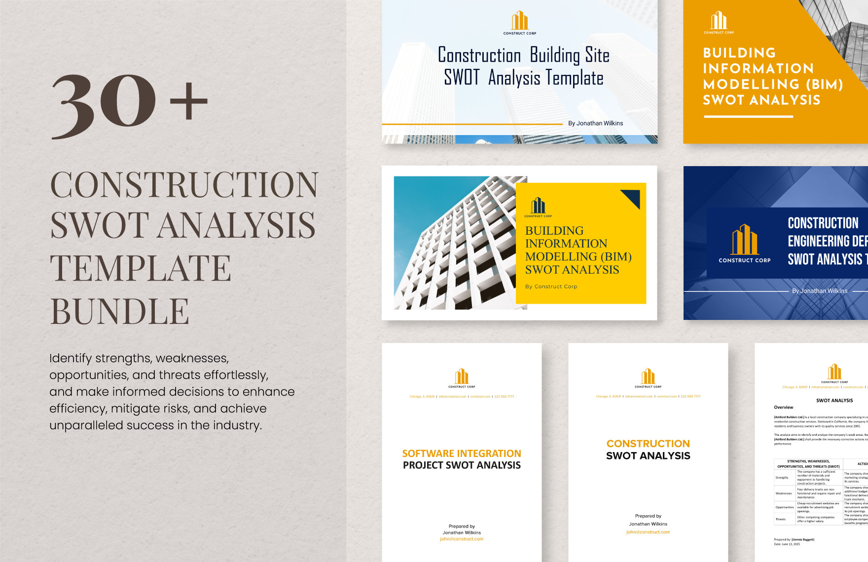30 construction swot analysis template bundle