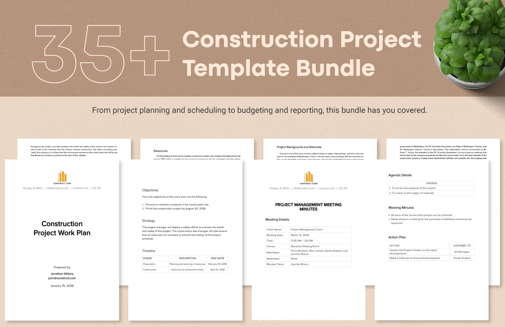 35 construction project template bundle