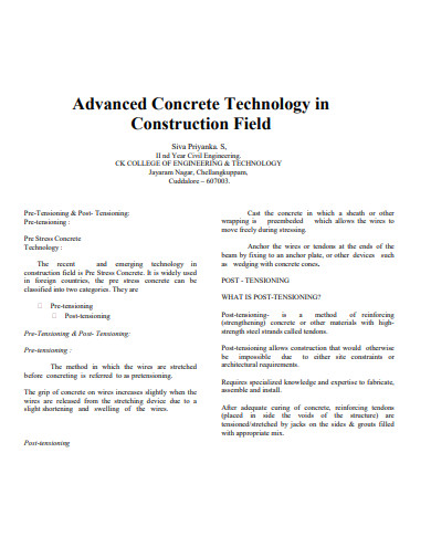 advanced concrete technology in construction field template