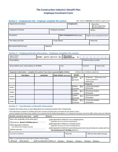 basic construction employee form template