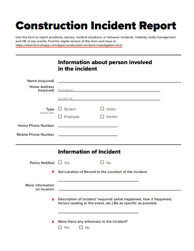 basic construction incident report template