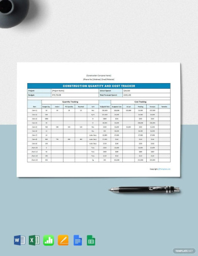 basic construction tracking template