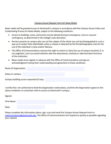 campus access request form template