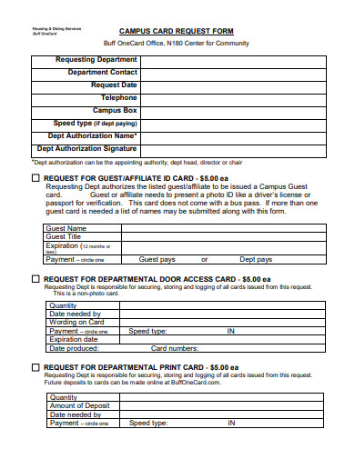 campus card request form template