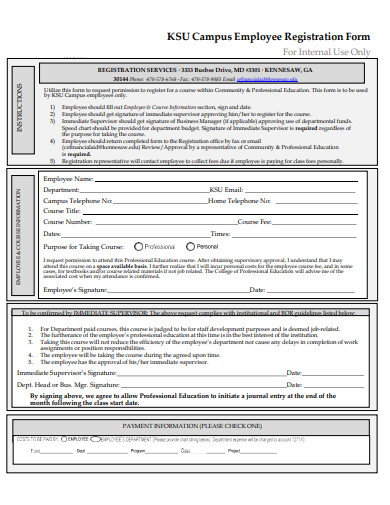 campus employee registration form template