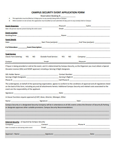 campus security event application form template