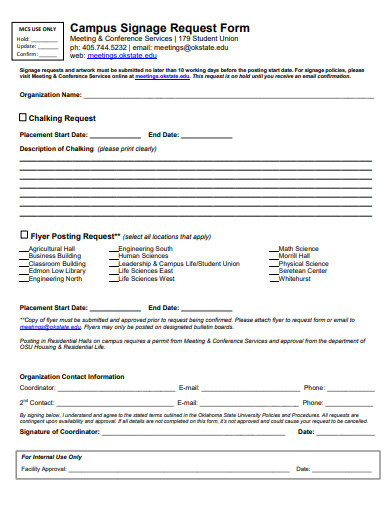 campus signage request form template