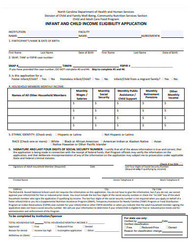 child income eligibility application template