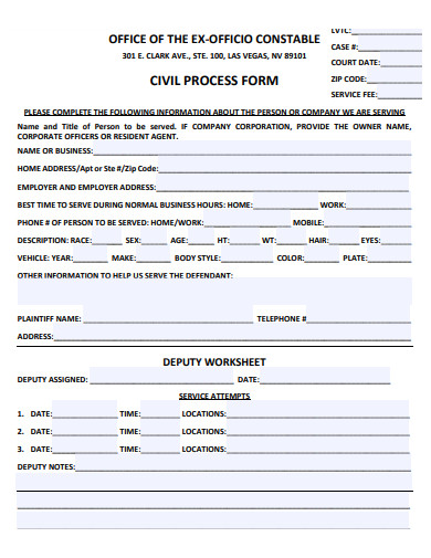 civil process form template