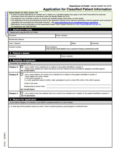 classified patient information application template