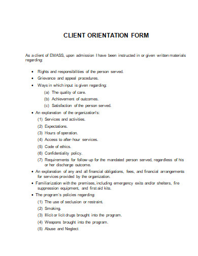 client orientation form template