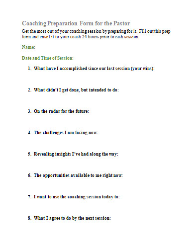 coaching preparation form template