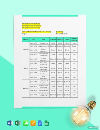 commercial construction expense tracking template1