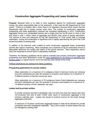 construction aggregate prospecting and lease template