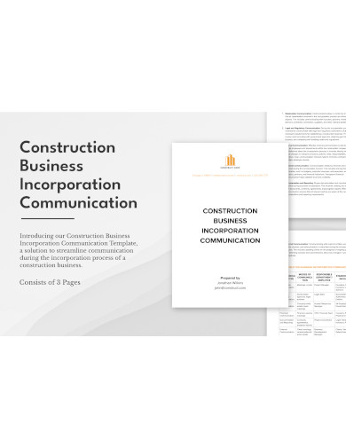 construction business incorporation communication template