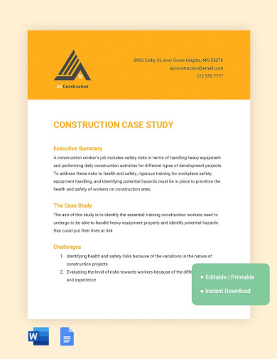 construction case study template