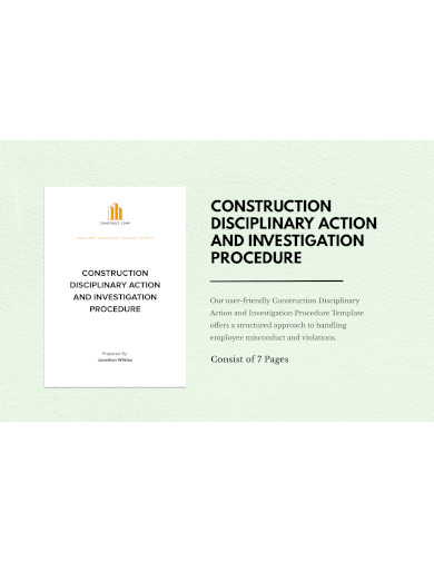 construction disciplinary action and investigation procedure template