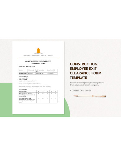 construction employee exit clearance form template