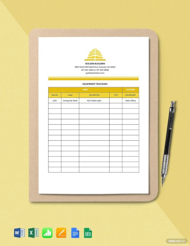 construction equipment tracking template