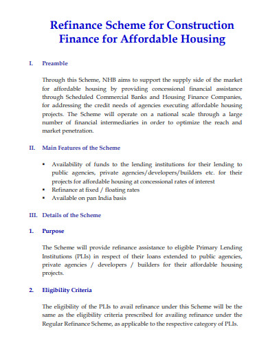 construction finance for affordable housing template