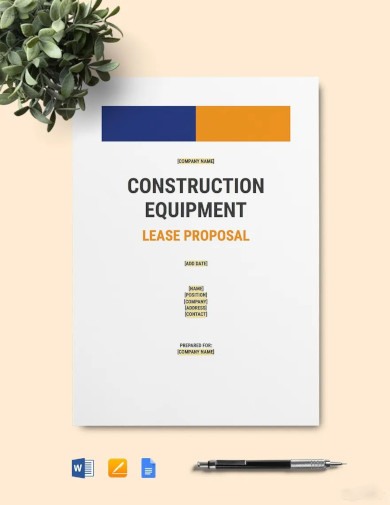 construction heavy equipment lease proposal template