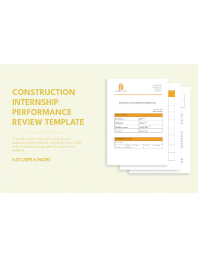 construction internship performance review template