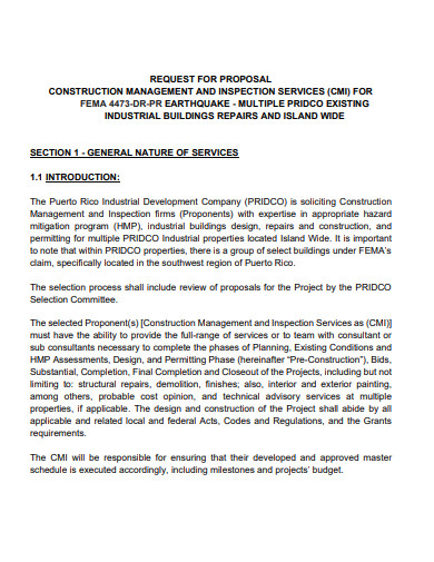 construction management and inspection services request for proposal template