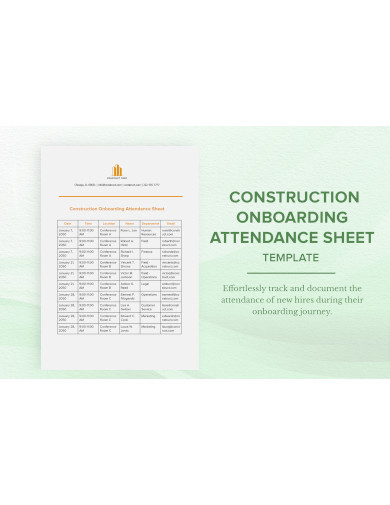 construction onboarding attendance sheet template