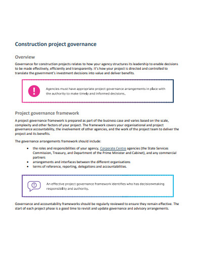 construction project governance template