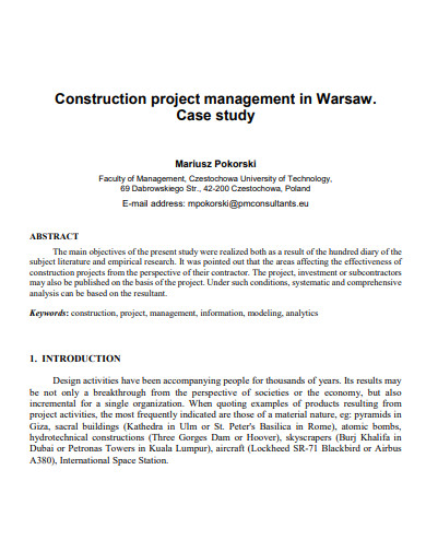 construction project management case study template