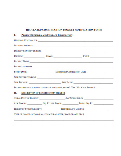 construction project notification form template