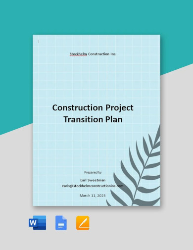 construction project transition plan template