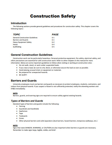 construction safety template