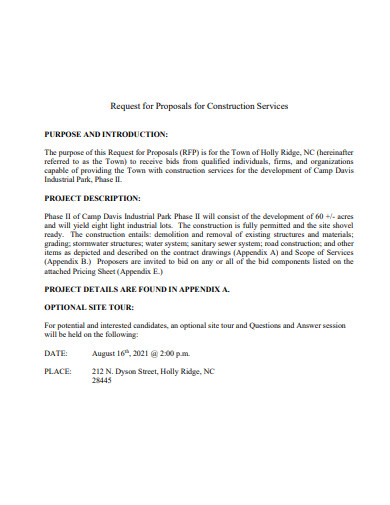 construction services request for proposal template