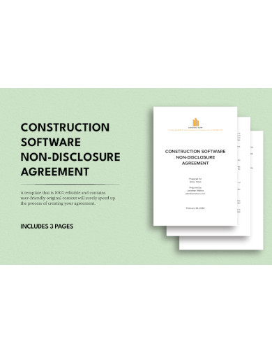 construction software non disclosure agreement template