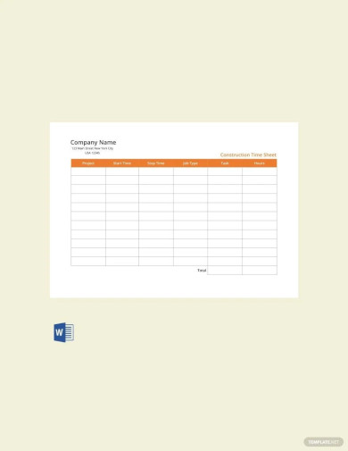 construction time sheet template