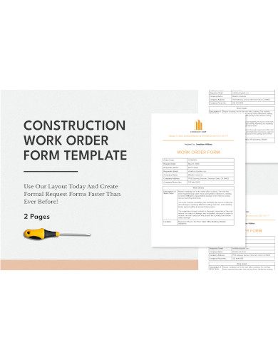 construction work order form template