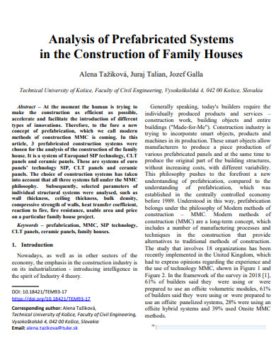 construction of family houses analysis template