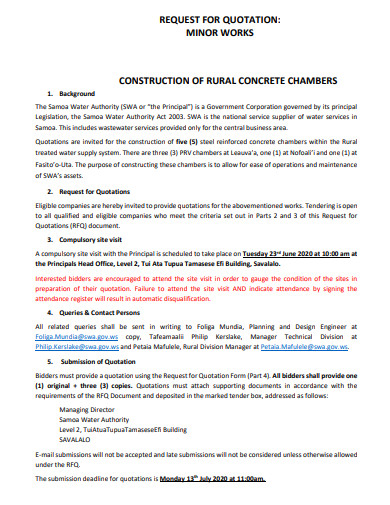 construction of rural request for quotation template