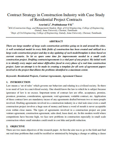 contract strategy in construction industry case study template