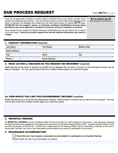 due process request form template