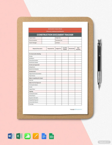 editable construction tracking template