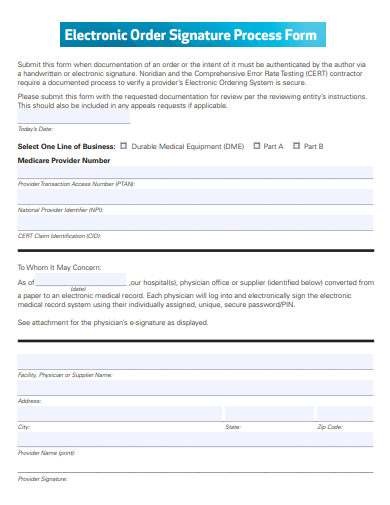electronic order signature process form template