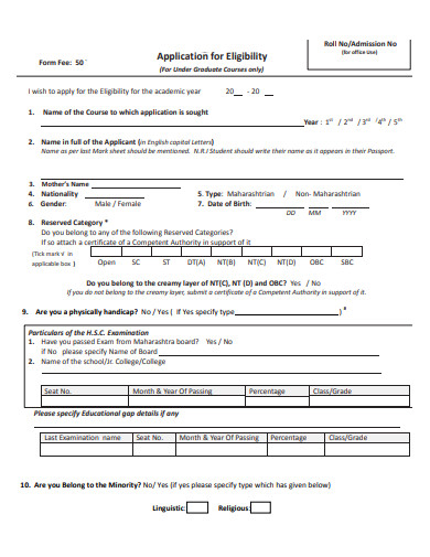 eligibility application example